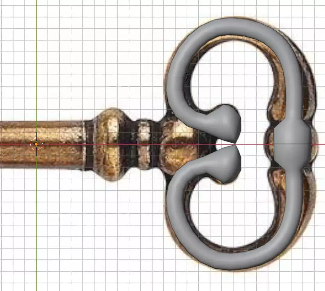 Image de la clé avec modélisation du haut