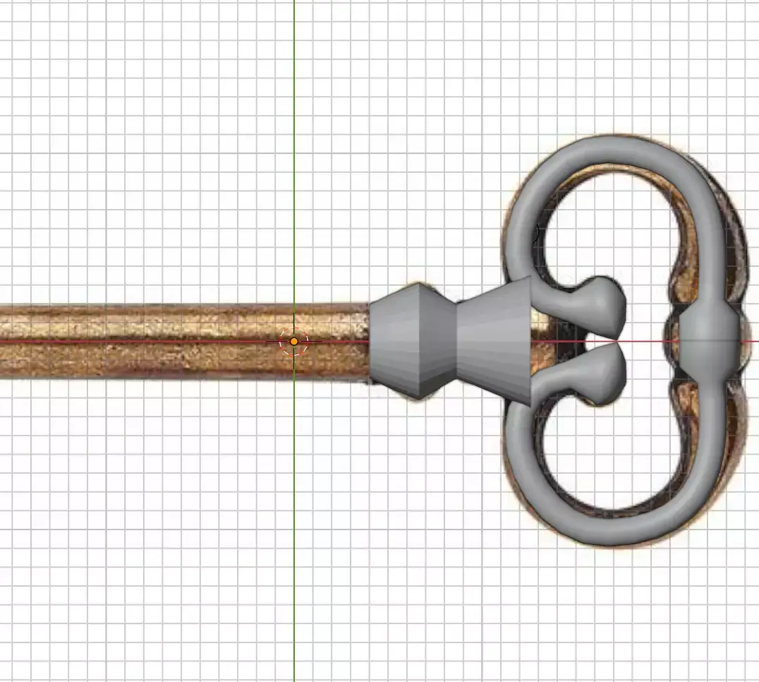 Image de la clé avec modélisation du haut