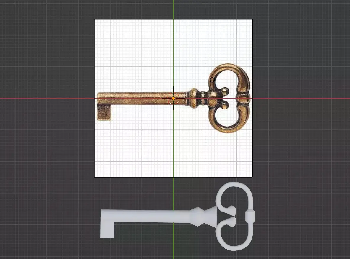 Image de la clé avec modélisation du haut