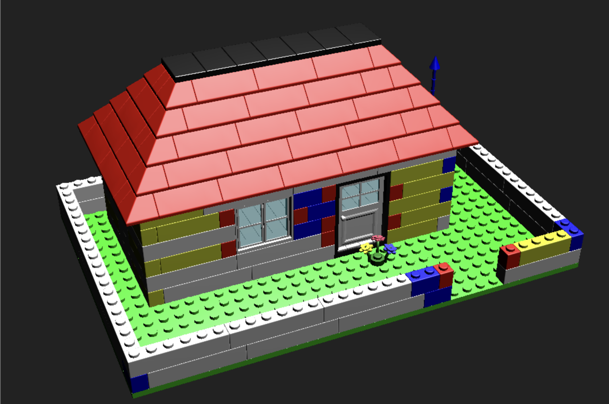 Image d'une maison réalisée avec ThreeJs