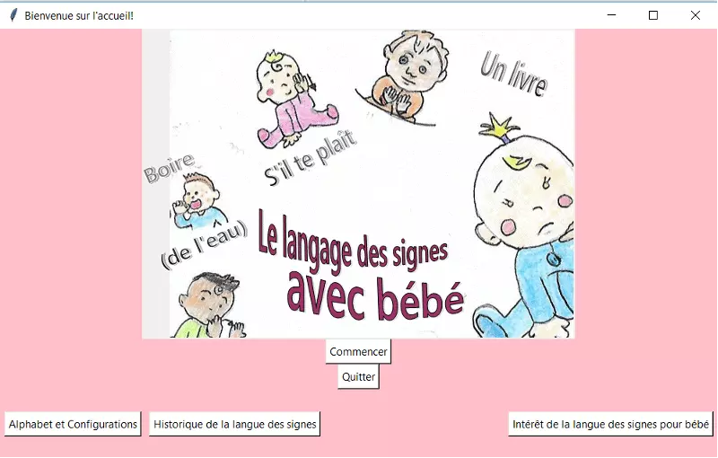 Accueil de l'application